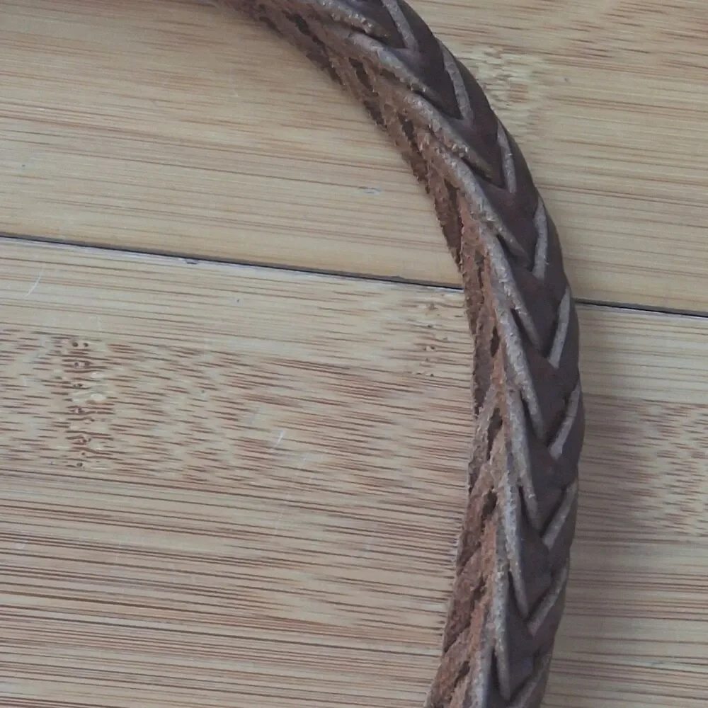 Vintage Brighton Braided Bullwhip Leather Belt Solid Brass Buckle Crafted in USA